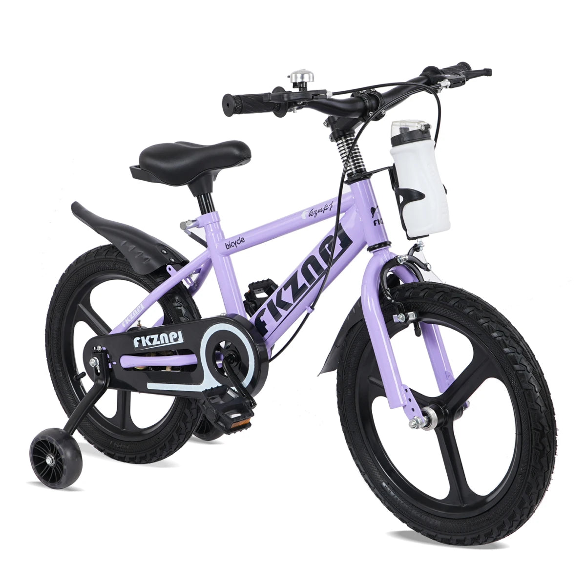 FKZNPJ Kids Bike 16 Inch – High Carbon Steel Frame, Magnesium Alloy Wheels, Training Wheels with Night Glow, Adjustable Seat, Water Bottle – Girls & Boys Bicycle Ages 3-9, Toddler Bike