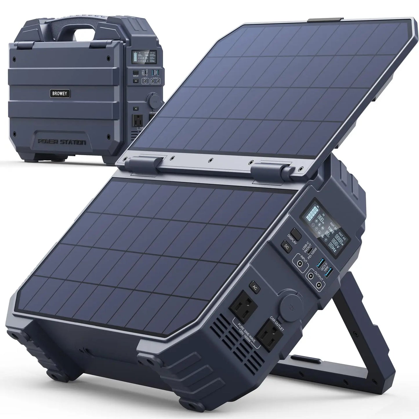 1600W (3200W Peak) Portable Power Station, 1024Wh LiFePO4 Battery With Built-in Solar Panel, 100W USB-C PD, Solar Generator