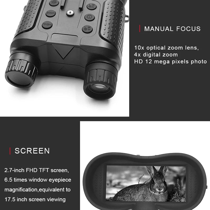 NV8160 Night Vision Binoculars for Adults, Head Mounted Tactical Helmet Night Vision Goggles 8X Digital Zoom for Outdoor Hunting