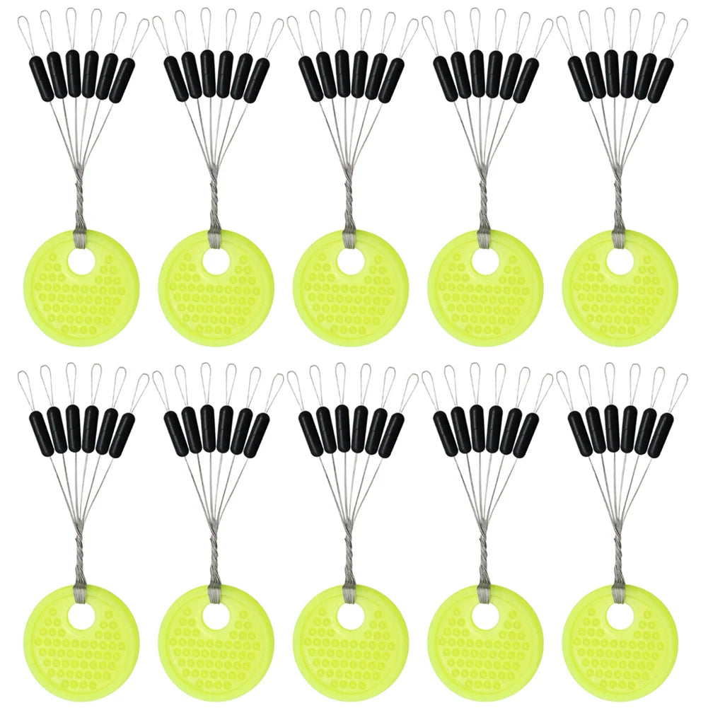 60pcs 10 Group Set Rubber Space Beans Stopper for Fishing Bait Fish Float Tools