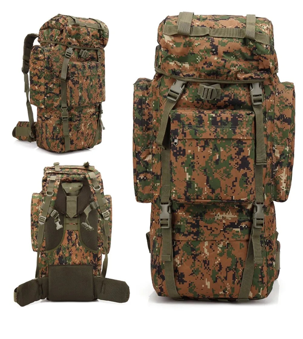 65L Military MOLLE Large Capacity Backpack Daypack Bag with Internal Frame Waterproof Rucksack for Camping Hiking