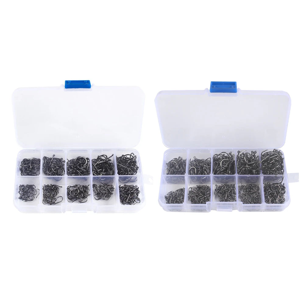 600pcs/1000pcs 3-12 Size Fishing Hooks High Carbon Steel Sharp Barbed Fishhooks Corrosion Resistance Fishhooks