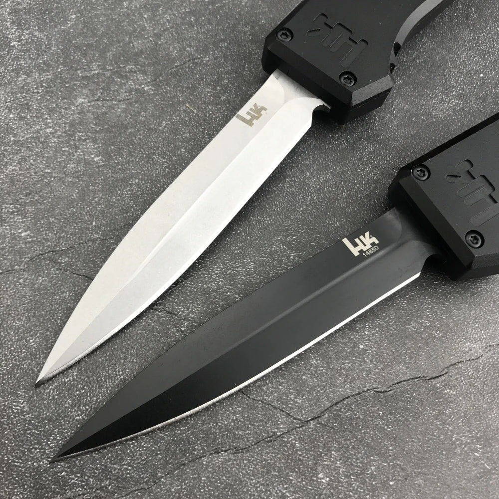 HK14850 Compact Camping Knife - D2 Steel Blade with Nylon Carry Bag, T6 Aluminum Handle Ideal Travel & Everyday Carry (EDC) Tool
