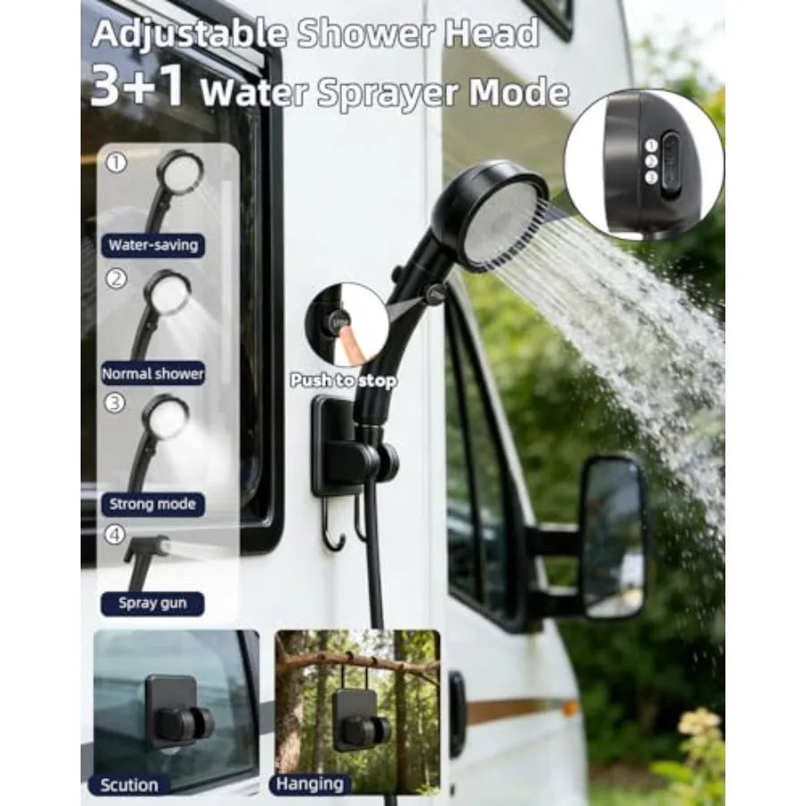 2026 Upgraded Portable Shower with Heater for Camping 6000mAh Rechargeable Camping Shower Pump with LED Display 3 Spray Modes 5