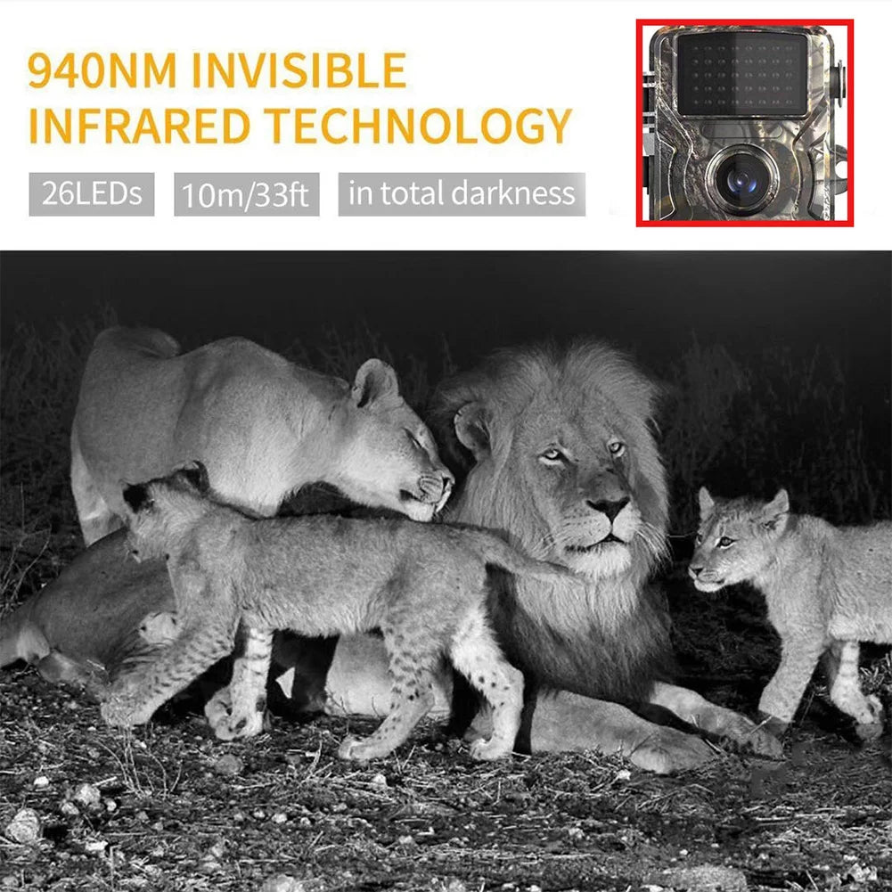 Hunting Trail Camera Waterproof Hunting Camera Motion Activated Infrared Night Vision Security Cam Outdoor Wildlife Photo Traps