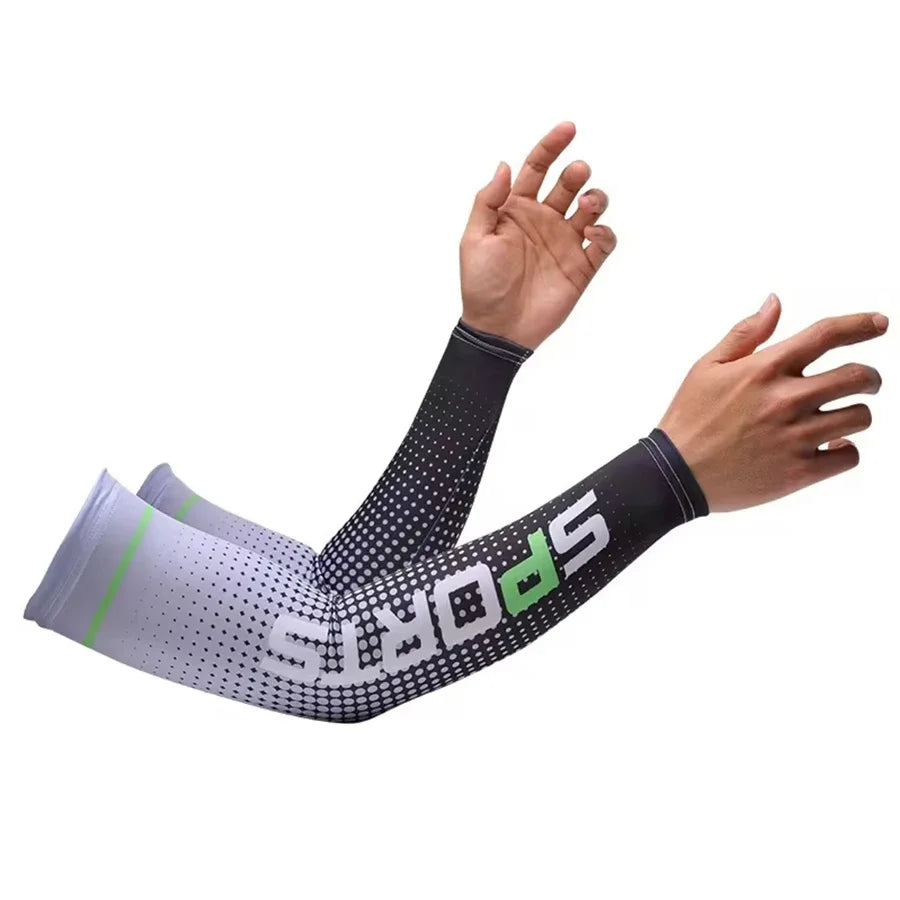 Summer Fashio Sunscreen Ice Silk Sleeve UV Sun Protection Cooling Anti-Slip Arm Sleeves Men Women Outdoor Sport Cycling