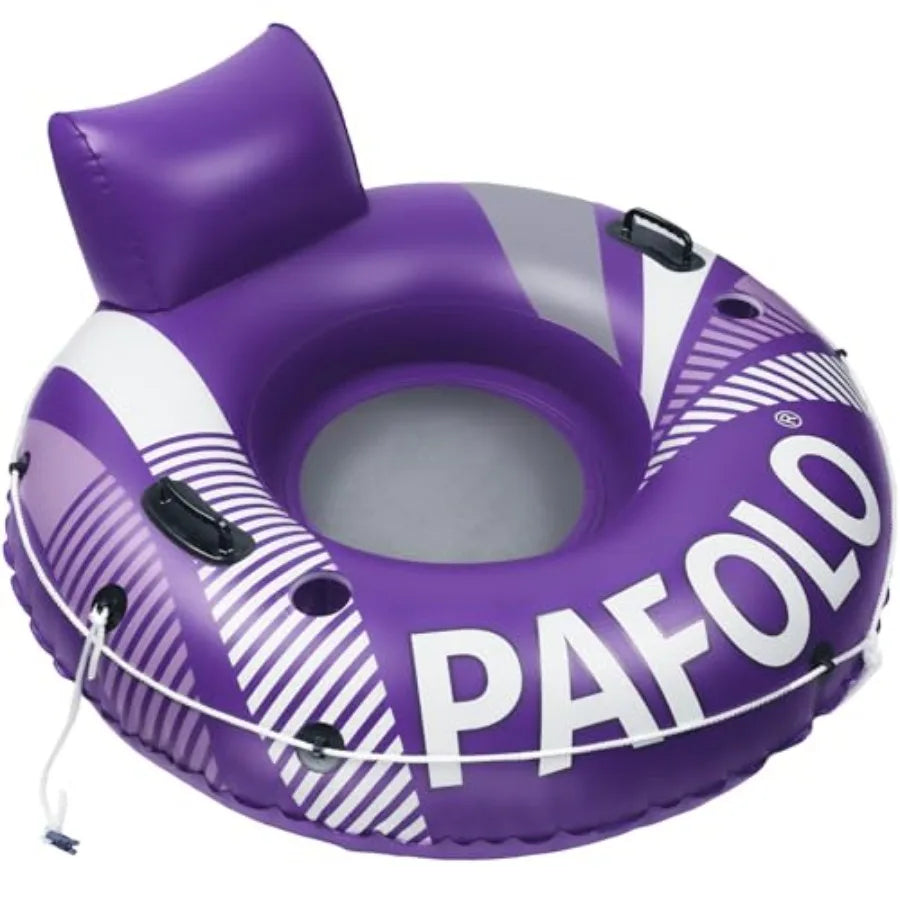 Pool Float Adult, Inflatable River Tube Float, River Tubes for Floating Heavy Duty with Mesh Bottom, Comfortable Backrest and 2
