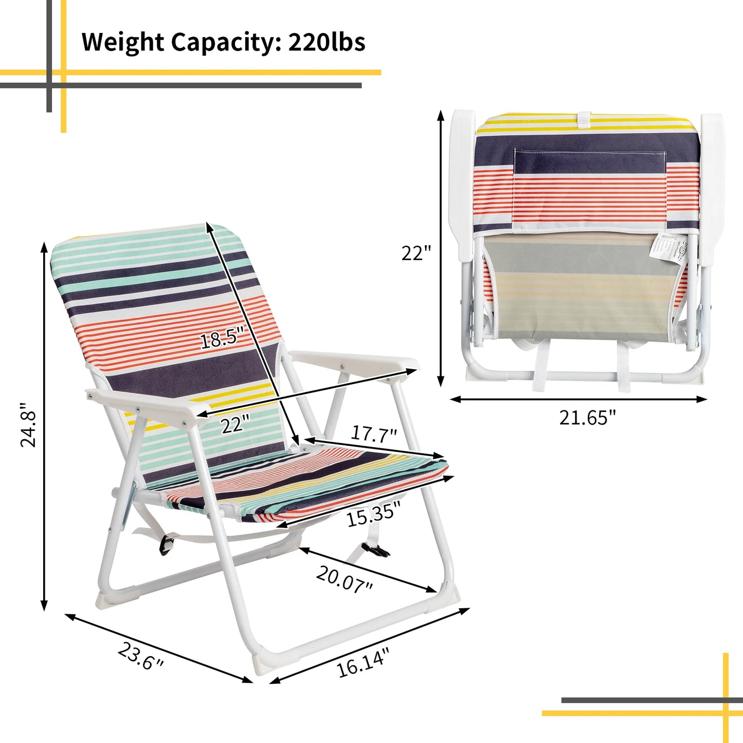 Oxford Cloth White Iron Frame Beach Chair Color small size