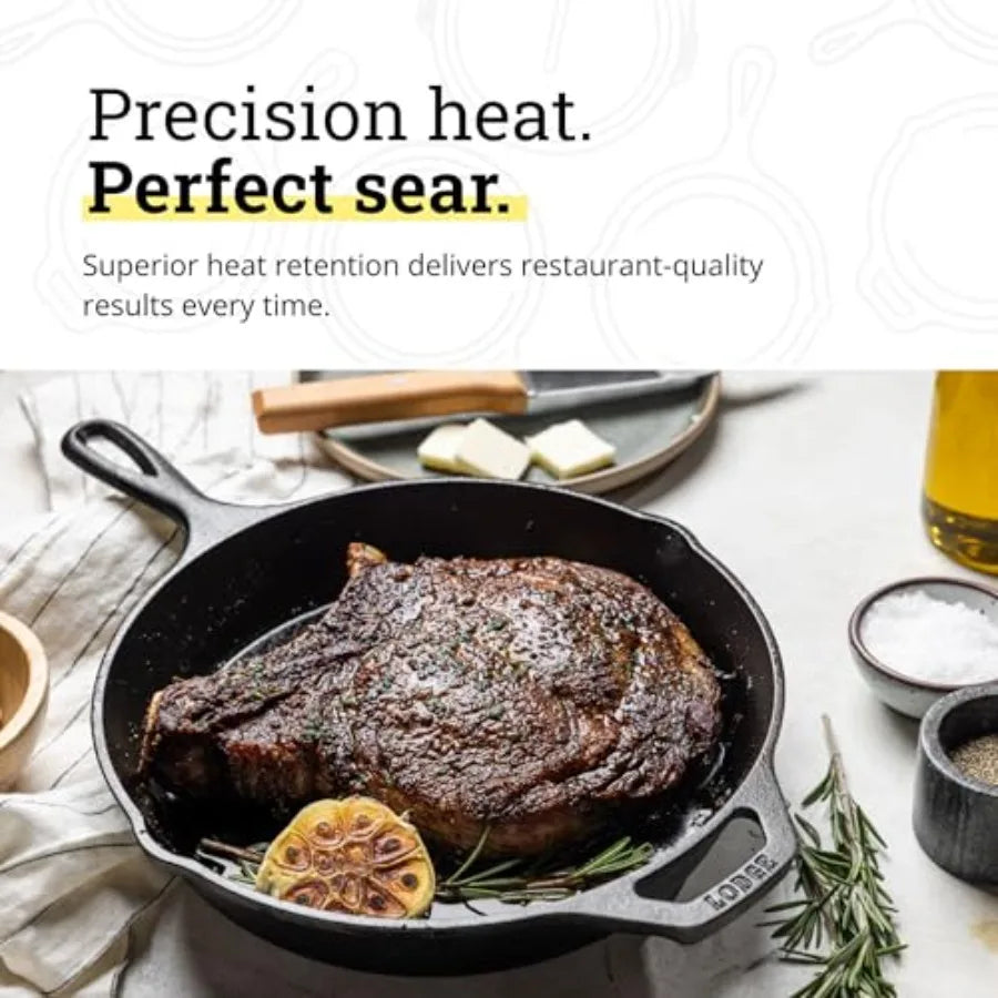 Seasoned Cast Iron Skillet 10.25 Inches for camping-cooking-utensils, cast iron, black, PFAS-free non-toxic naturally non-stick