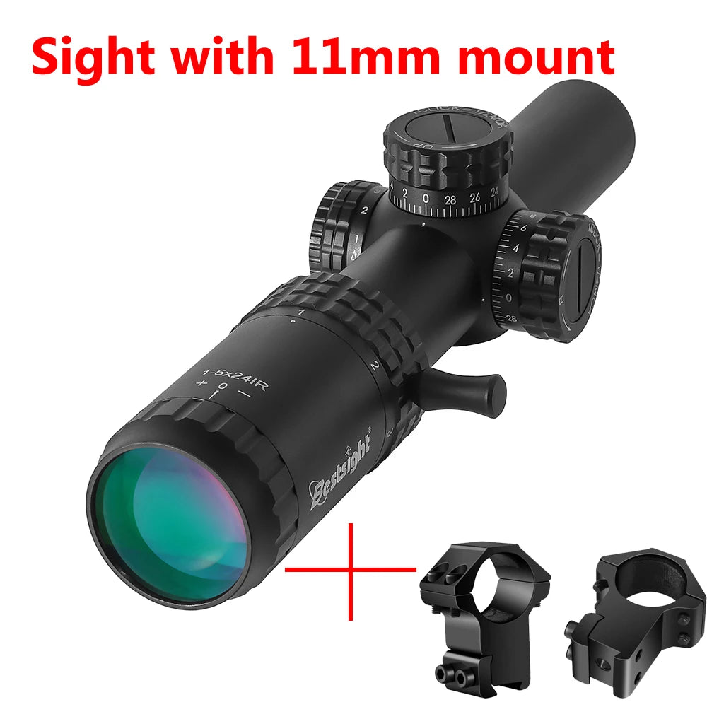 1-5x24 LPVO Tactical Scope SFP Rifle Scope Illuminated Reticle Optics Hunting Scope with 11/20mm Picatinny Rail