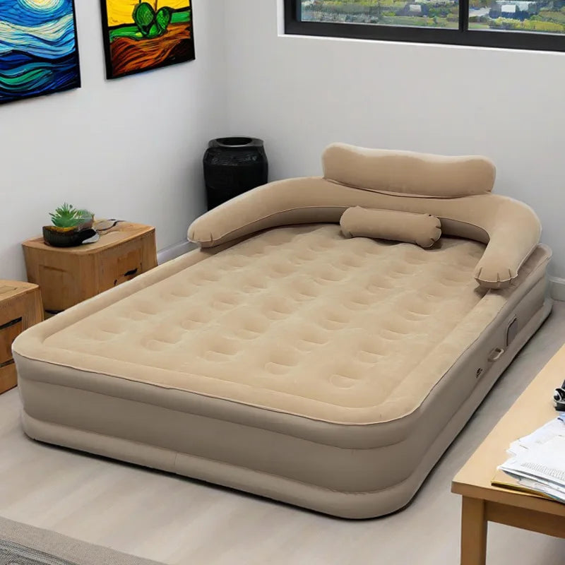 New 2 Persons Inflatable Mattress Camping Folding Outdoor Indoor Home Air Cushion 40cm High Bed Lazy Laying Soft Skin-Friendly