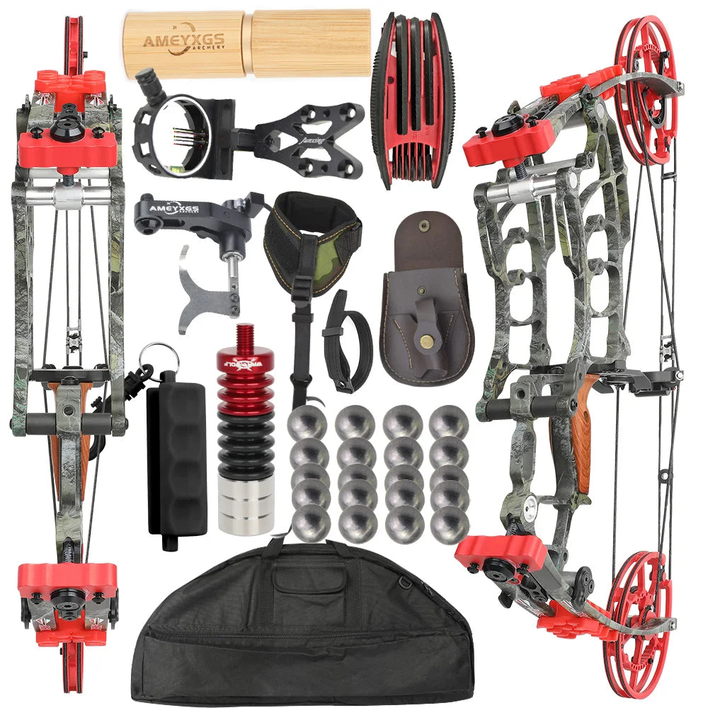 Compound Dual-use Bow 30-60lbs 19 Inch Axle 80 Percent Let-off 420FPS Right Hand Steel Ball Archery Bow for Outdoor Hunting Target Shooting