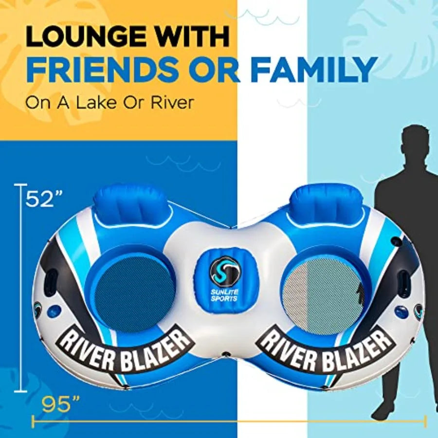 Inflatable River Tube Float with Built in Cooler - Heavy Duty River Float Pool Floats Lake Premium Water Tubes for Floating Rec