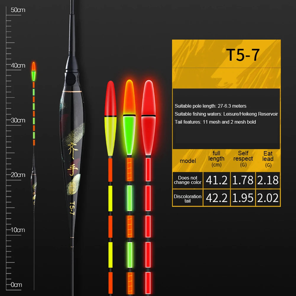 Electric Fishing Bite Floats Luminous Light Stick Float Thickened Eye-catching Bite Hook Color Changing Night Accessories Tackle