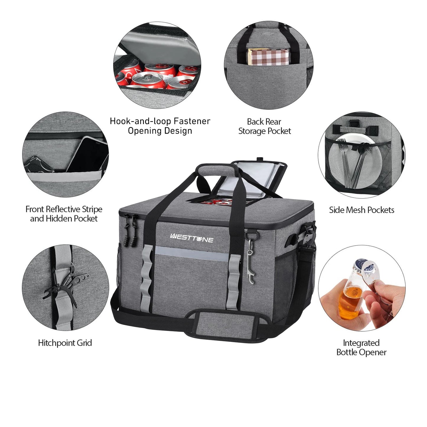 75 Cans Soft Cooler Bag Collapsible Cooler Ice Chest Large Leakproof Camping Cooler Portable Cooler for Travel Beach