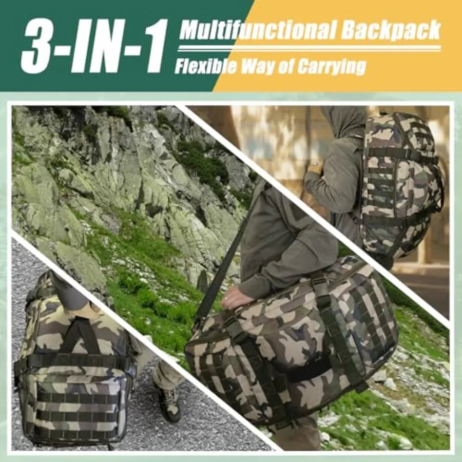 Large Travel Duffle Bag Military Tactical Backpack Army Assault Pack 3 Day Bug Out Rucksack for Outdoor Sports Hiking Camping w