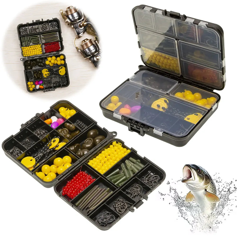 145 Pcs Swivels Lures Carp Fishing Set Include Sinker Weight Double Sided Fishing Box Kit Fishing Tools Accessories Complet