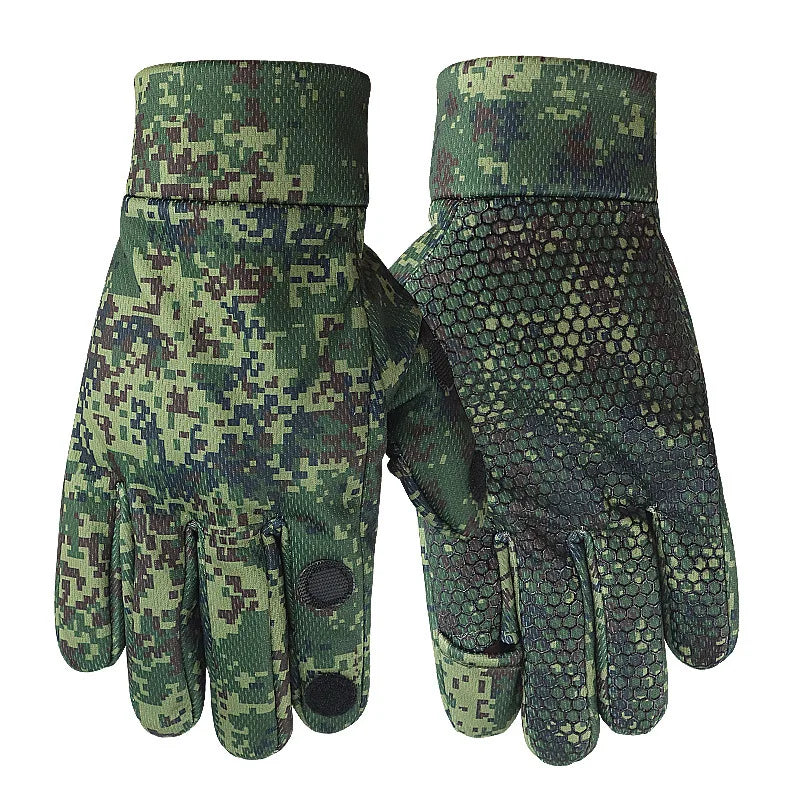Tactical Camouflage Gloves with Thick Velvet for Outdoor Training, Warm Riding, Motorcycle Full Finger, Male Palm, Winter Riding