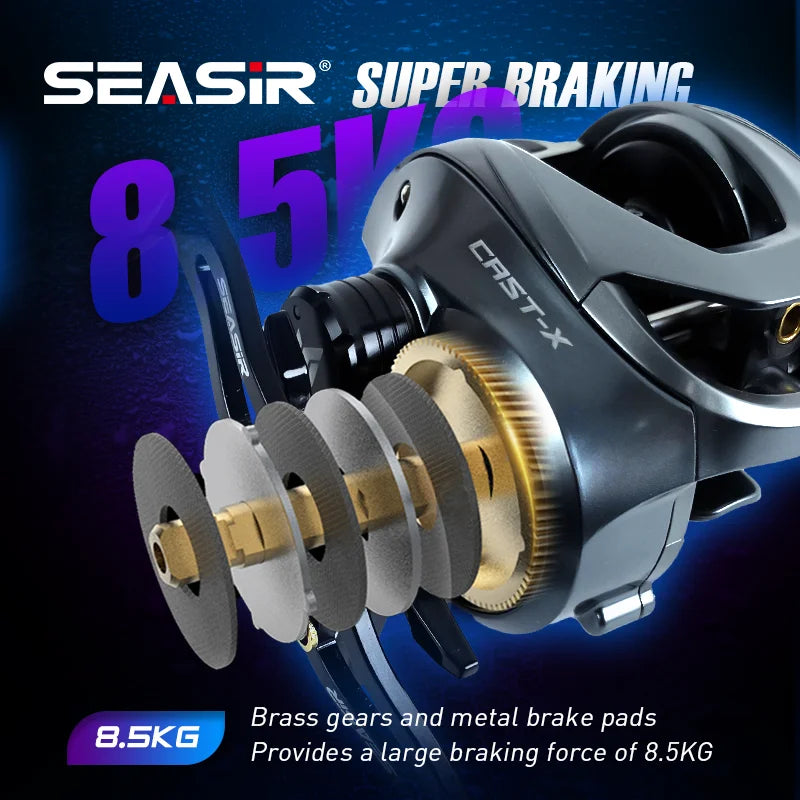 Cast-X Baitcasting Reel 7.3:1 HS Gear Ratio Aluminum Double Spool Carbon Grip Metal BFS Micro Fresh Seawater Fishing Coil