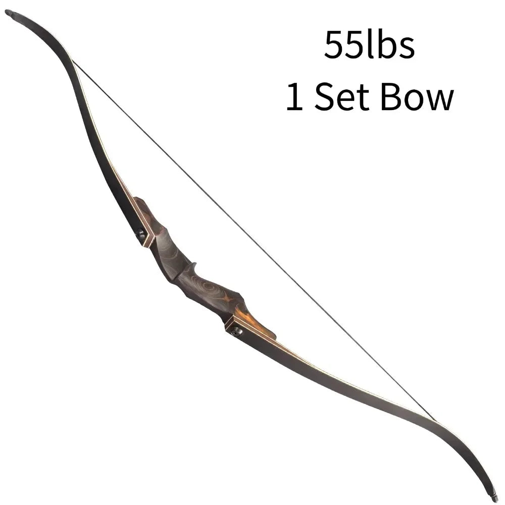60'' Black Hunter Archery Recurve Bow 40-60lbs Bamboo Core Limbs Wooden Riser for Right Hand American Hunting Split Takedown Bow