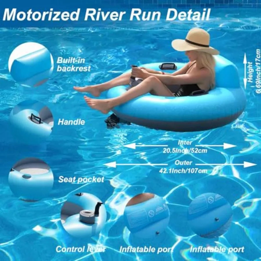 Inflatable River Tube Float for Adults Heavy Duty Motorized Floating Tube with Backrest for Summer Water Party Beach
