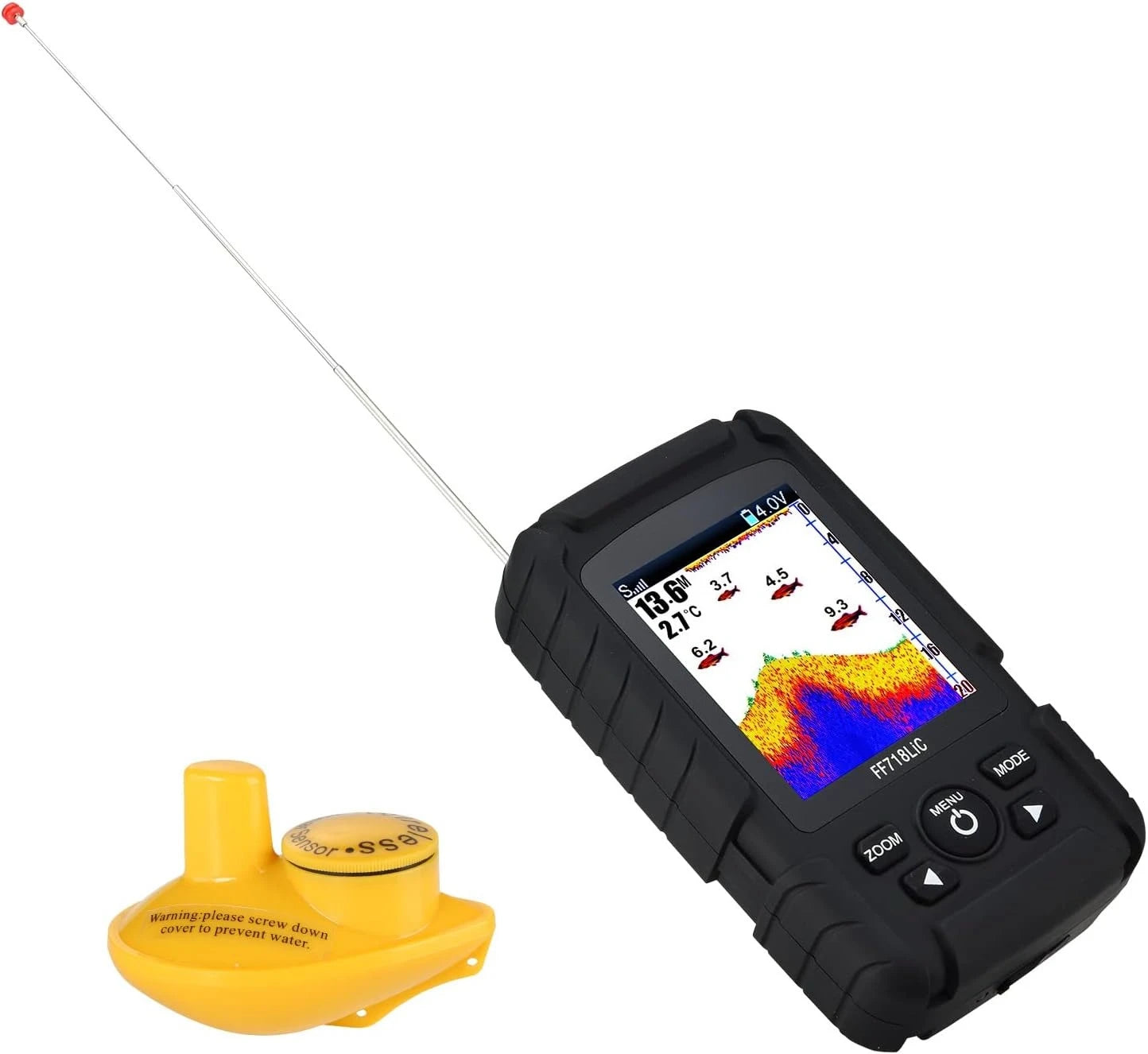 Portable Fish Finder,Handheld Waterproof Depth Finder,Wireless fishfinder for Ice Fishing,Sea Fishing,Bank Fishing,Kayak Fishing