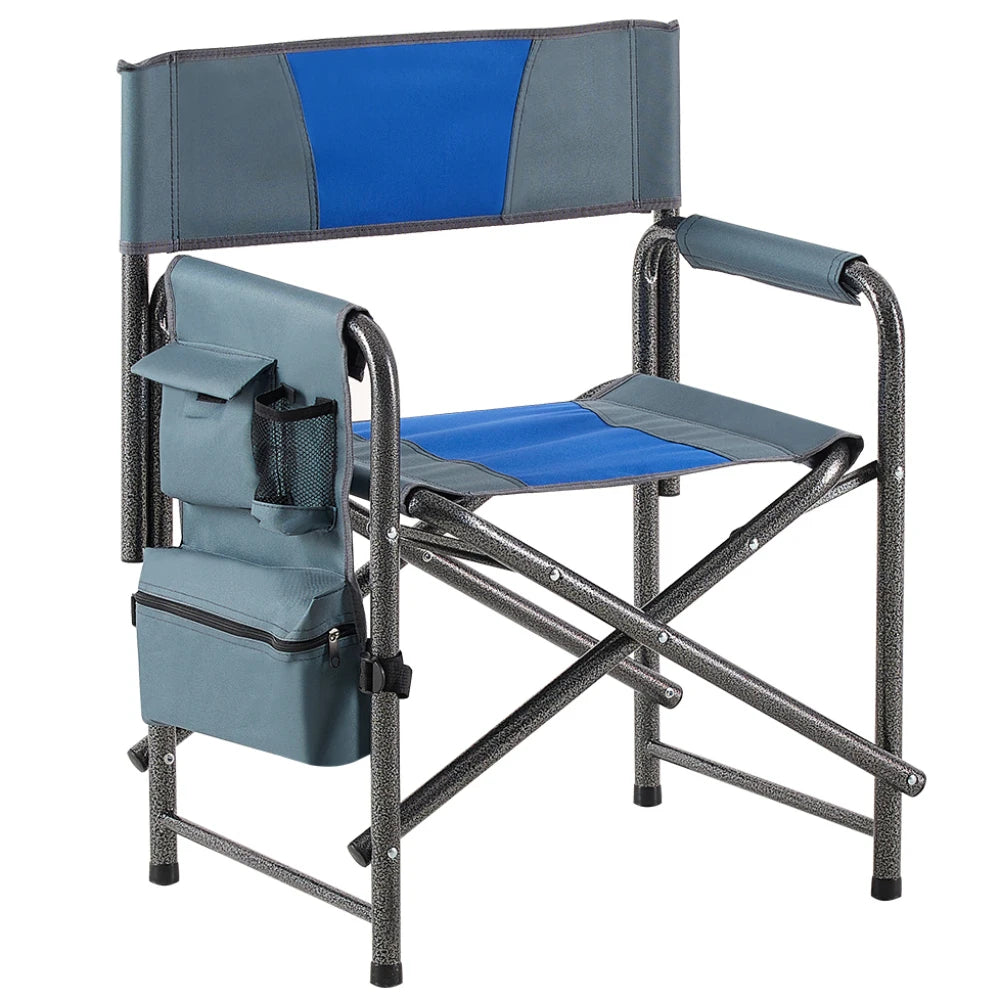 2-piece Padded Folding Outdoor Chair with Storage Pockets Lightweight Oversized 400lbs Capacity for Camping Picnics Fishing