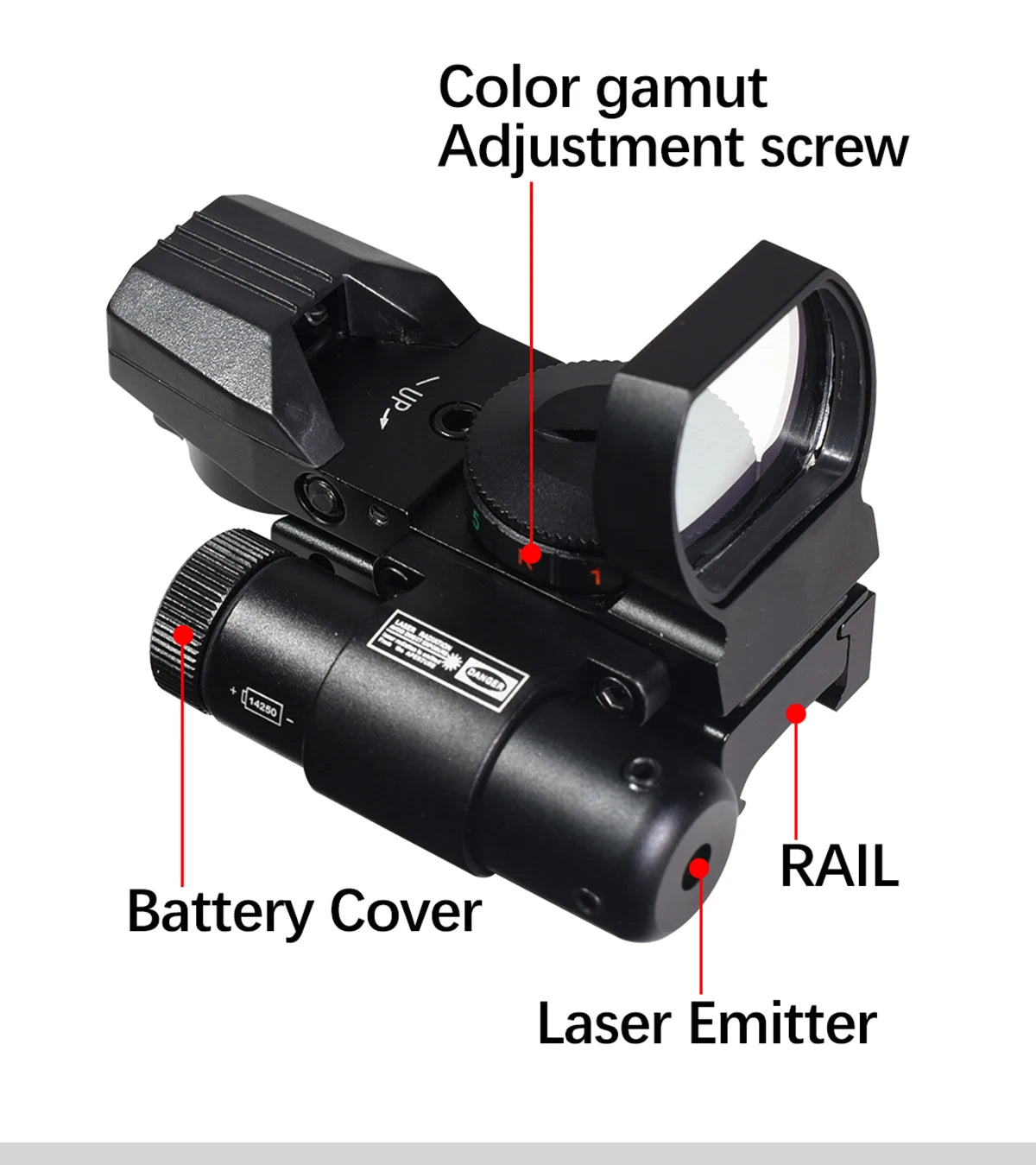 Tactical HD101B Red Dot Sight with Laser Pointer 4 Reticle Holographic Projected Airsoft Scope Collimator for Hunting
