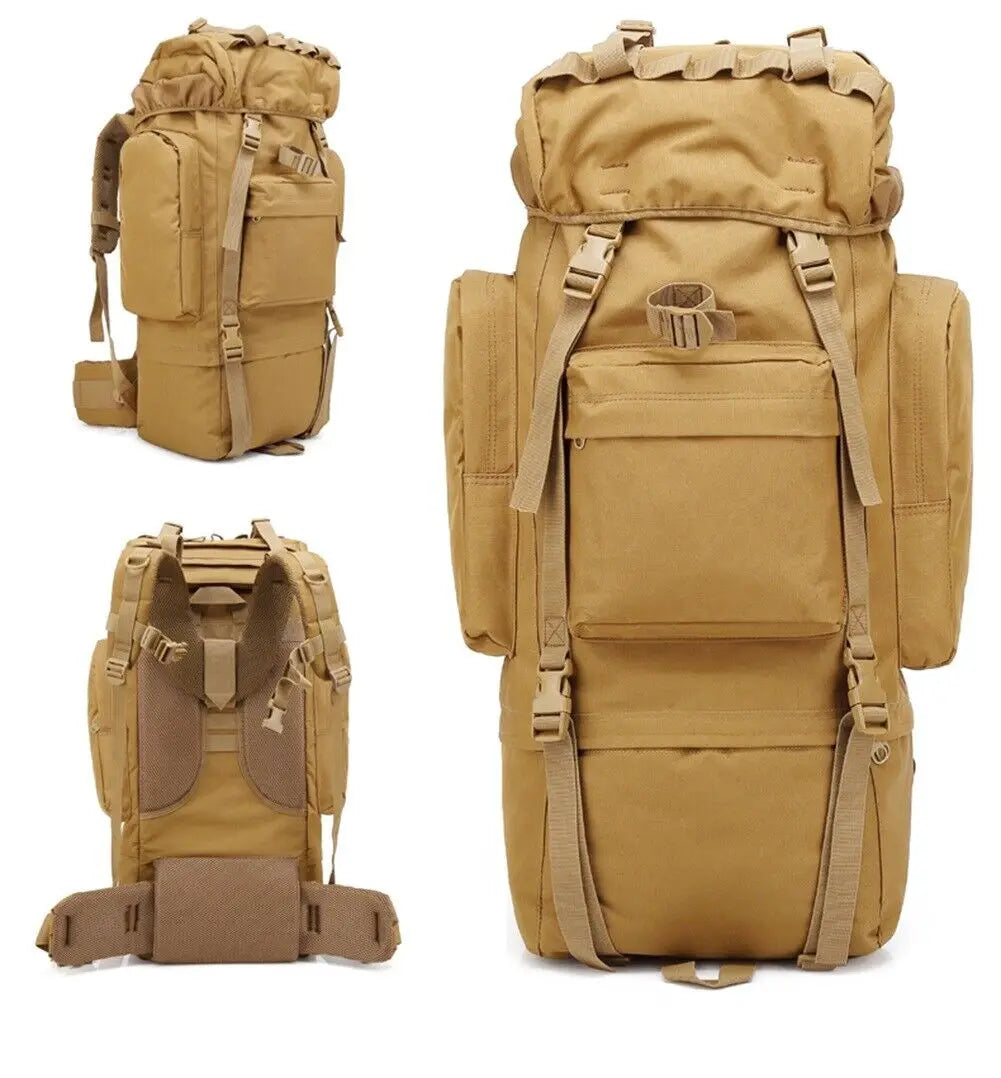 65L Military MOLLE Large Capacity Backpack Daypack Bag with Internal Frame Waterproof Rucksack for Camping Hiking