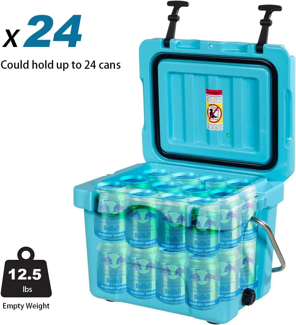 16 Quart Cooler 24Can Capacity Ice Chest with 2 Cup Holders 35 Days Ice Retention Portable Insulated Ice Box for Camping Fishing