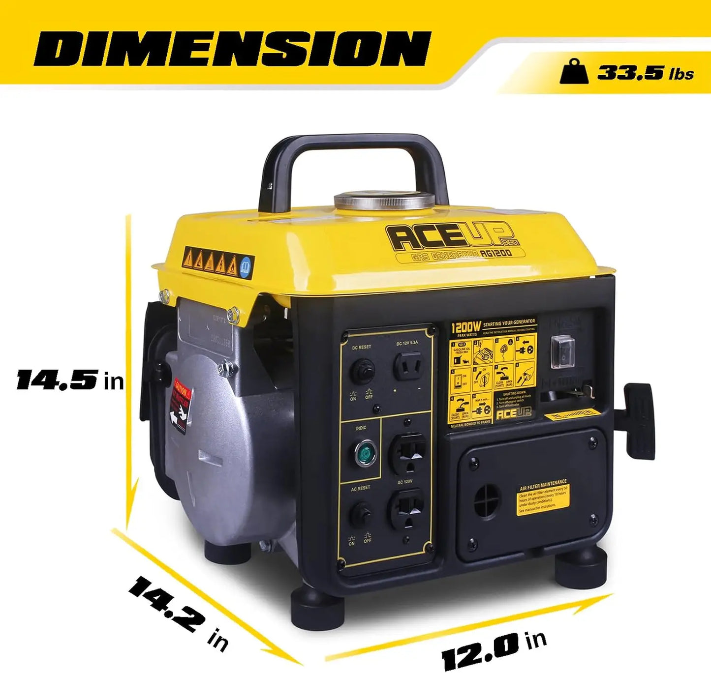 1,200W Gas Powered Generator, Small Portable Generator for Home Use Camping Ultralight, EPA & CARB Compliant