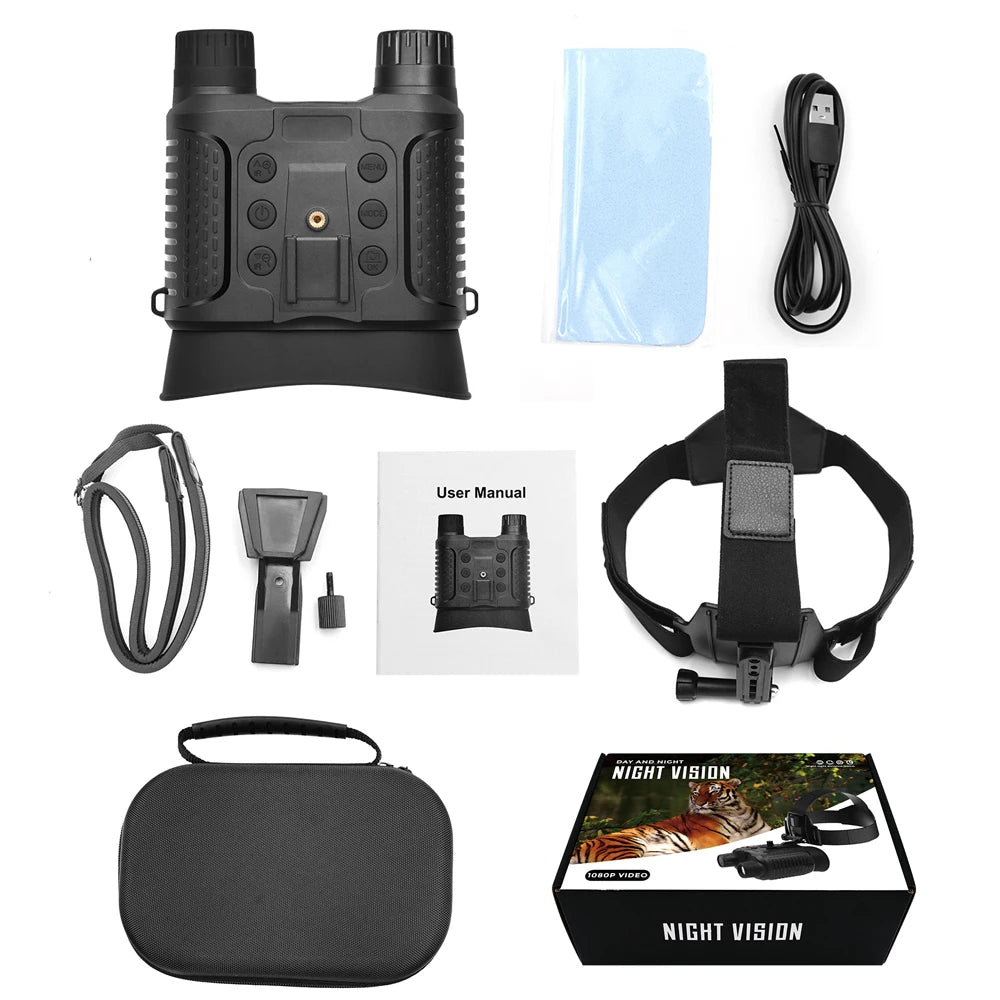 NV8160 Night Vision Binoculars for Adults, Head Mounted Tactical Helmet Night Vision Goggles 8X Digital Zoom for Outdoor Hunting