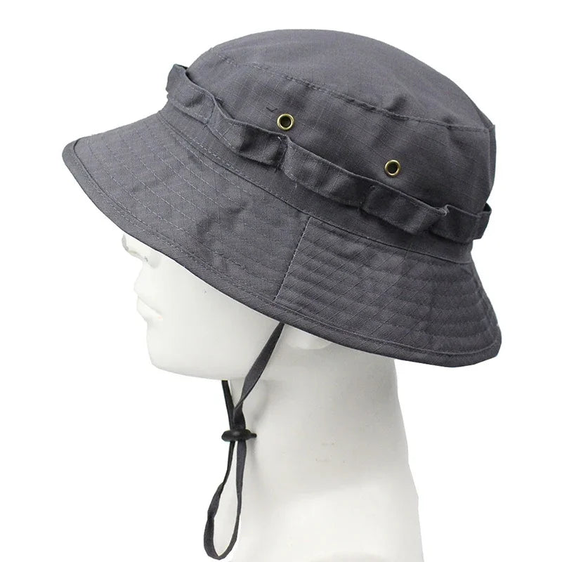 Men's Panama Hat Bucket Hat Tactical Sunscreen Camouflage Outdoor Travel Climbing Fishing Caps Training Beach Men's Hiking Hat