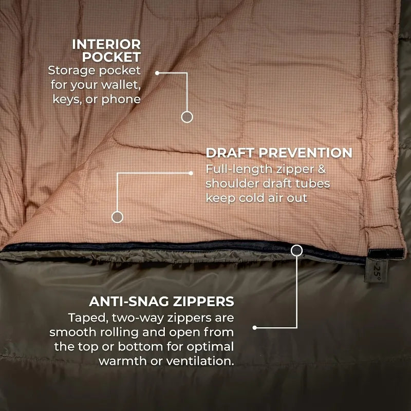 Celsius XL, -25F, 20F, 0F Degree Sleeping Bags, All Weather Warm Sleeping Bag for Adults and Kids, Camping Season