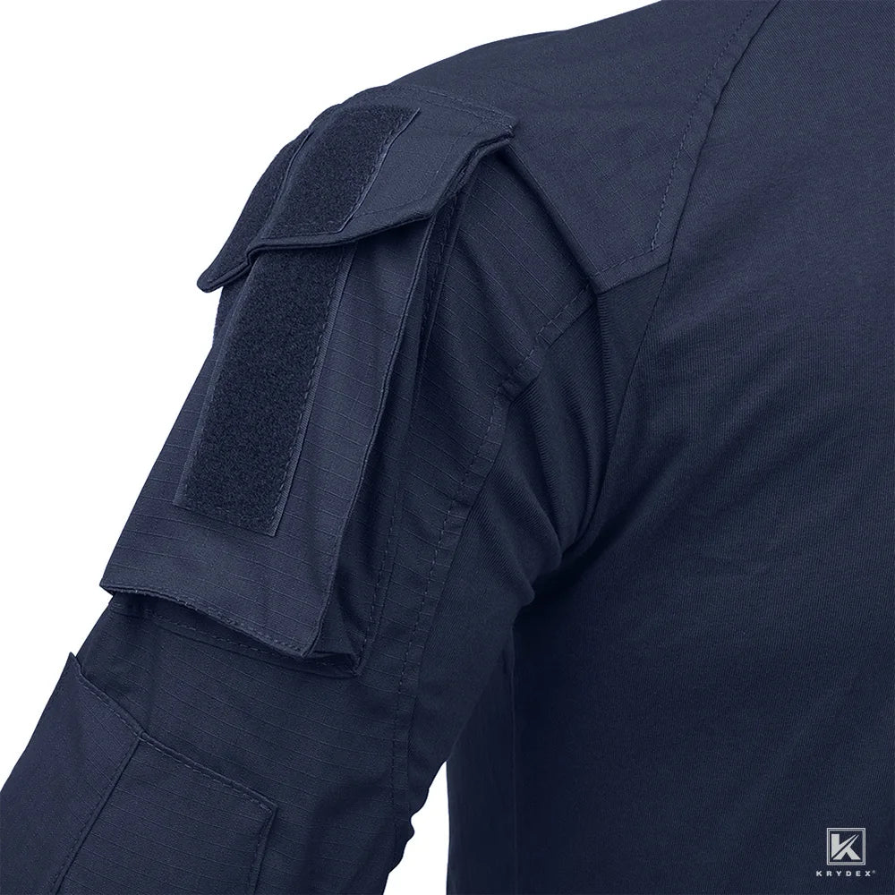 Tactical Combat Shirt Assault Tops with Elbow Pads Outdoor Hunting Clothing Navy Blue
