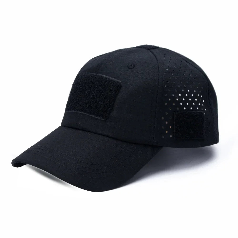 Men Camouflage Baseball Cap Breathable Sunscreen Hat for Outdoor Sports Hiking Fishing Sun Hat with Velcro Can Hang Sunglasses