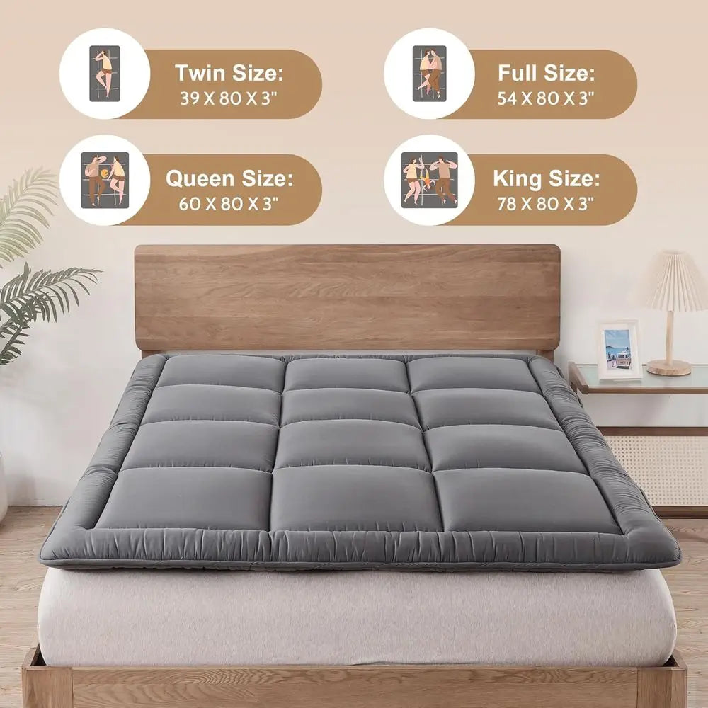 Grey Twin Size Roll-Up Tatami Mattress, Portable Camping Bed, 39x80