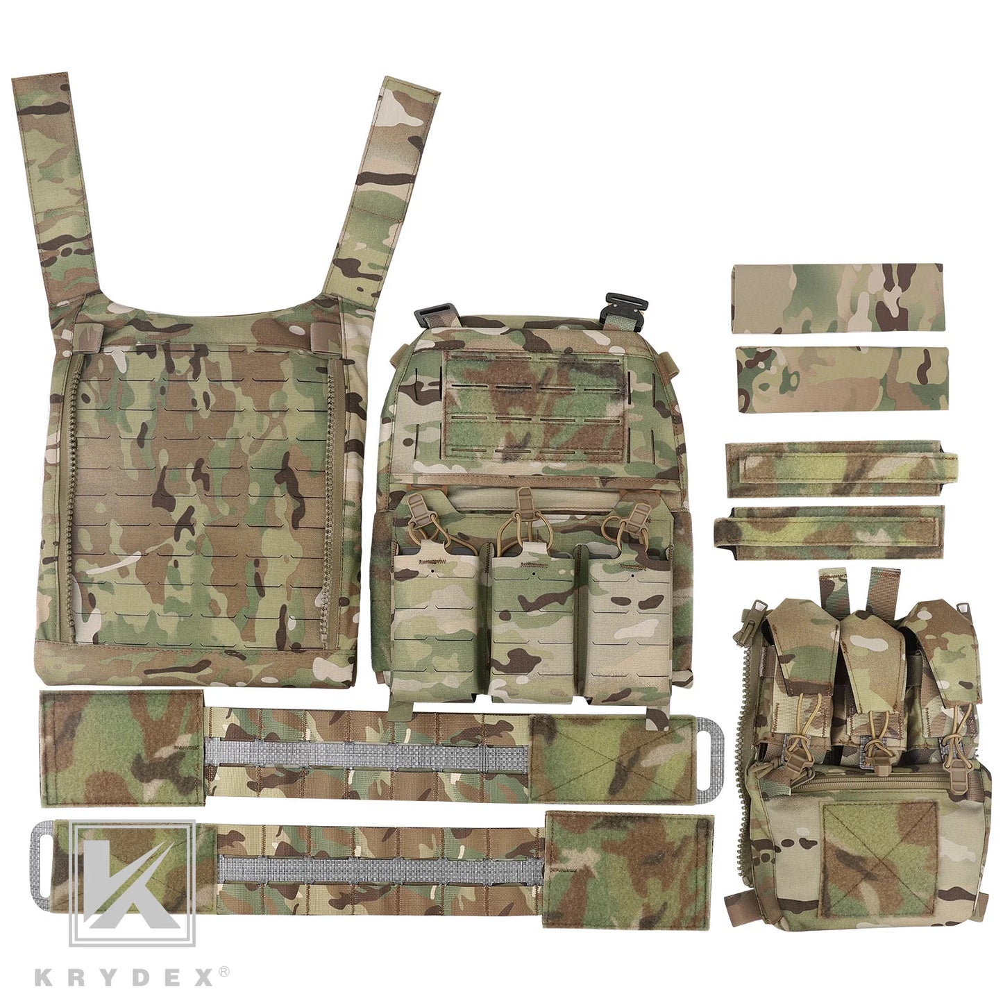 FCPC V5 Plate Carrier Tactical Vest Front Triple Mag Pouch Cobra Buckle Tegris Cummerbund with Backpack Full Set Vest