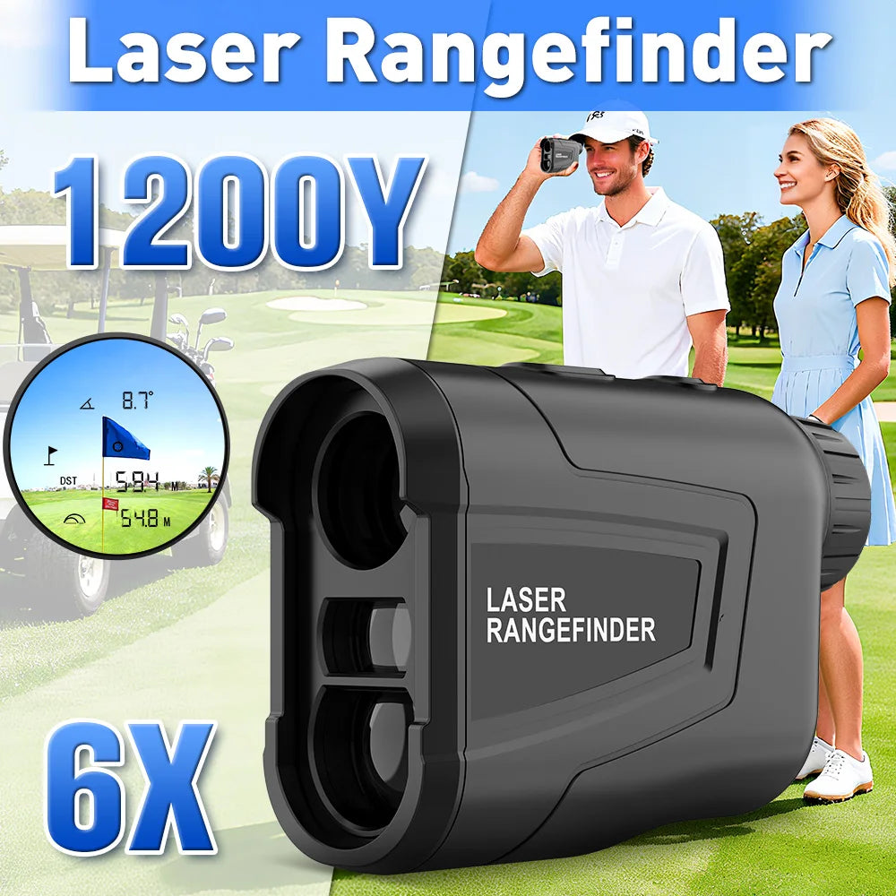 Laser Hunting Rangefinder 600/800/1200Y with Slope 6X Golf Range Finder For Hunting Golfer Type-C Rechargeable