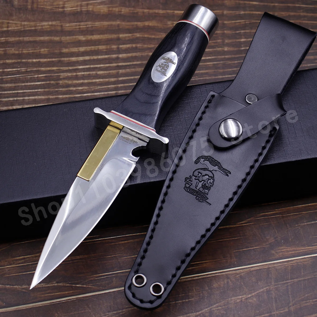 High-hardness Outdoor Straight Knife with 9Cr13Mov Blade Blackwood Handle Survival Portable and Self-defense Tactical Knife