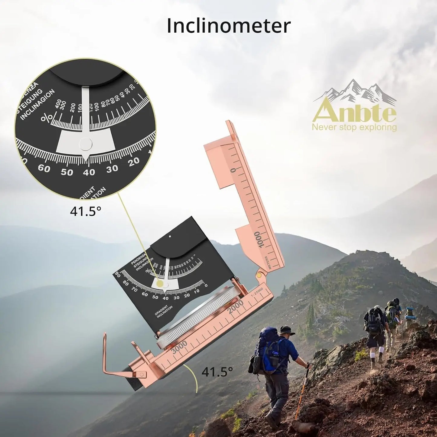 Compass Hiking Survival, IP65 Waterproof Metal Compass with Sighting Clinometer and Carry Bag, Multifunctional, Professional