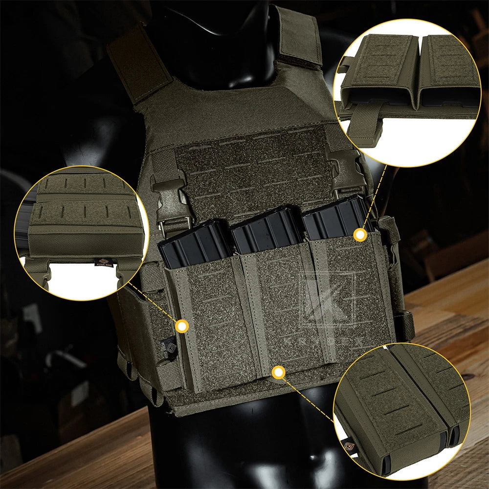 KRYDEX Tactical MOLLE Placard 5.56 Triple Magazine Pouch Front Panel Retention Insert Holder For Chest Rig Plate Carrier Vest