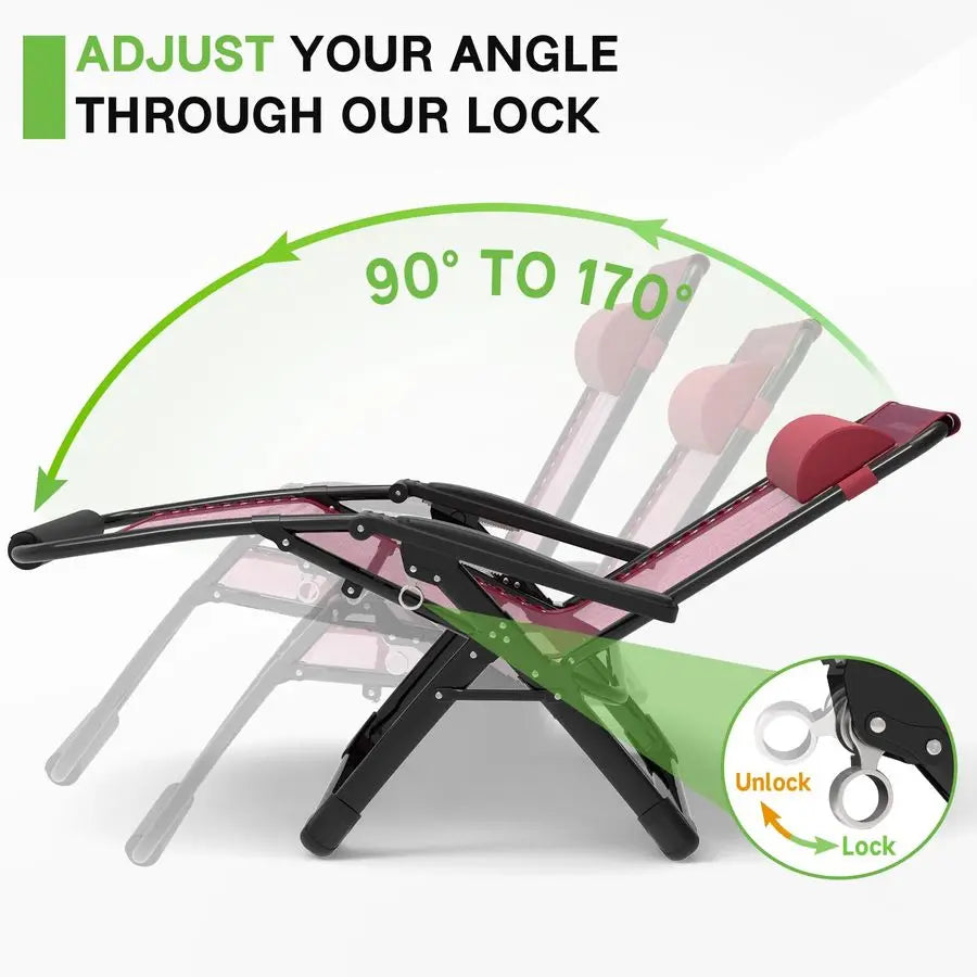 29In XL Zero Gravity Chair w Cushion, Zero Gravity Recliner Lounge Chair for Indoor and Outdoor, Reclining Camping Chair for Law