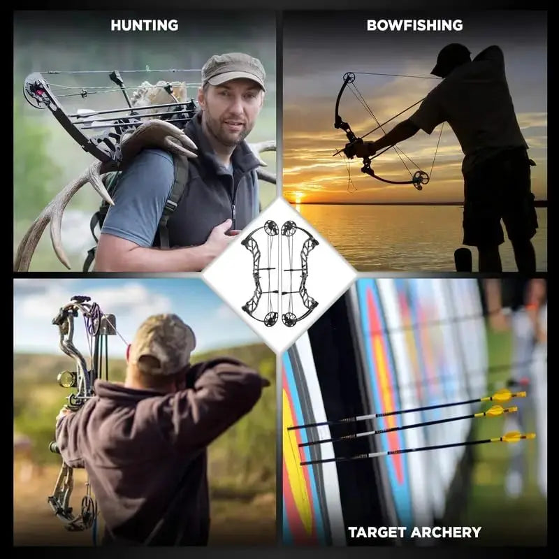 Compound Bow Pro Set Easy to Adjust No Bow Press Needed Bow and Arrow Set 19-31\\" Draw Length 0-70 Lbs Draw Weight Up to IBO 32