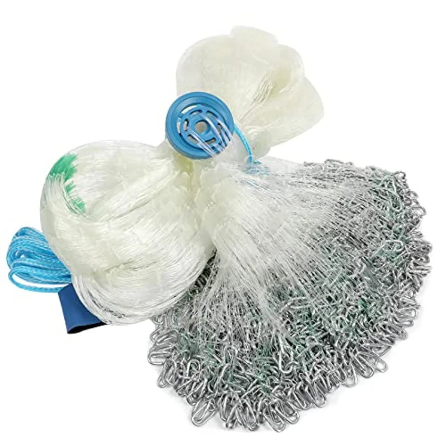 10/12/13.3/15ft Radius Large American Saltwater Fishing Cast Net for Bait Trap Fish Easy Throw Thicken Nylon Line w/Upgraded St