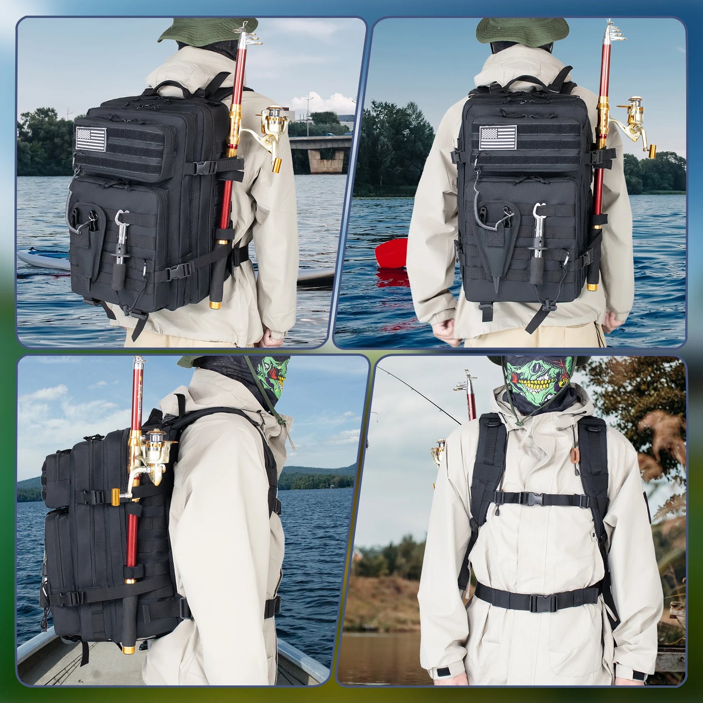 45L Fishing Hunting Bag Tactical Backpack Men's Travel Large Capacity Rucksacks Men Waterproof Outdoor