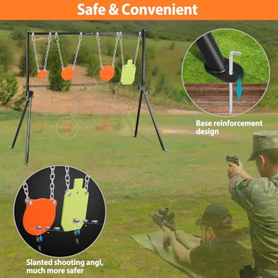 AR500 Steel Targets Stand Kit for Rifle and Pistol Training: 3 8 Thick 4 6 8 Gong Targets and 7x12 Torso Target with Adjustable