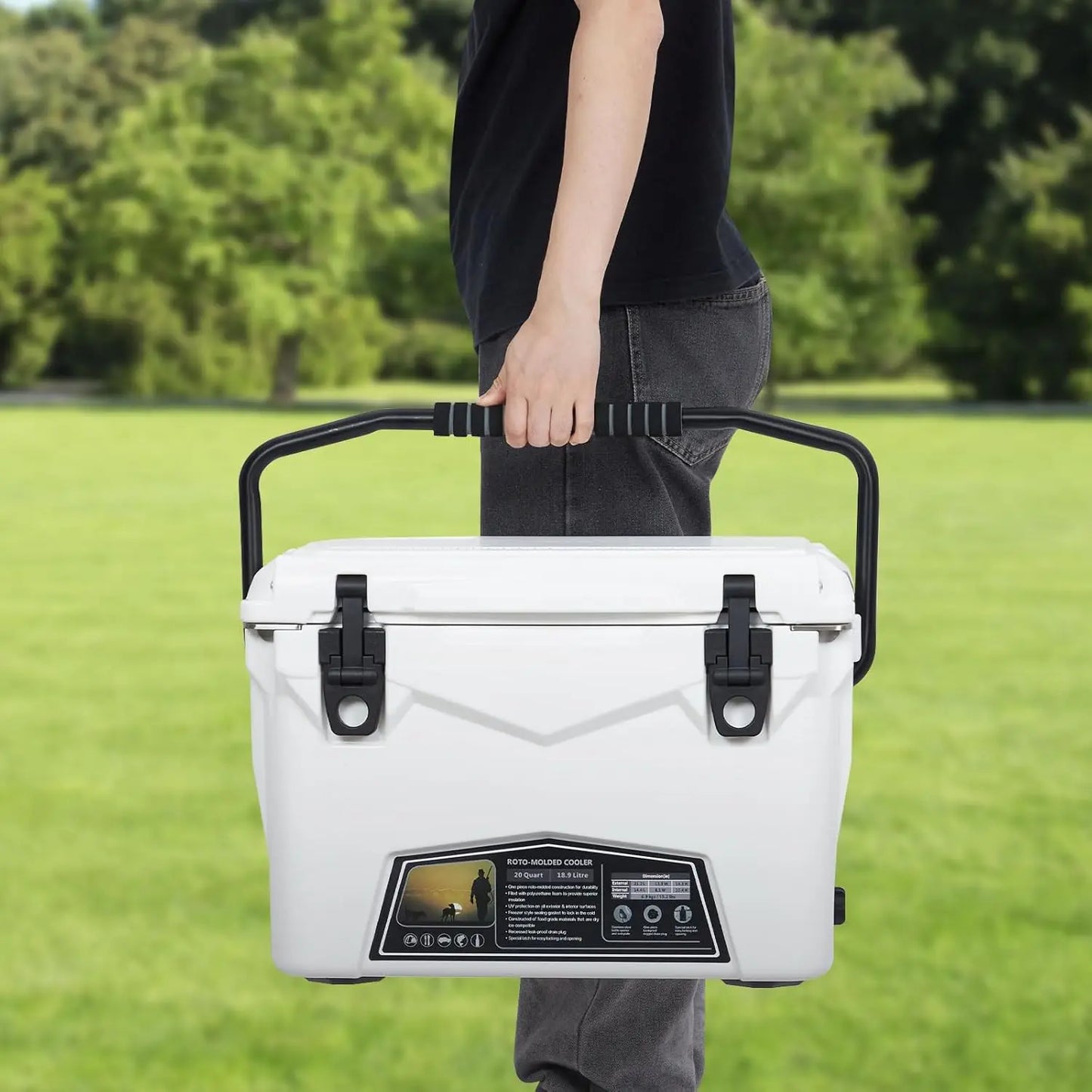 20L/25L/35L Portable Ice Cooler, Outdoor Heavy Duty Insulation Ice Chest for Drink Beverges Camping Fishing Picnic Barbecue