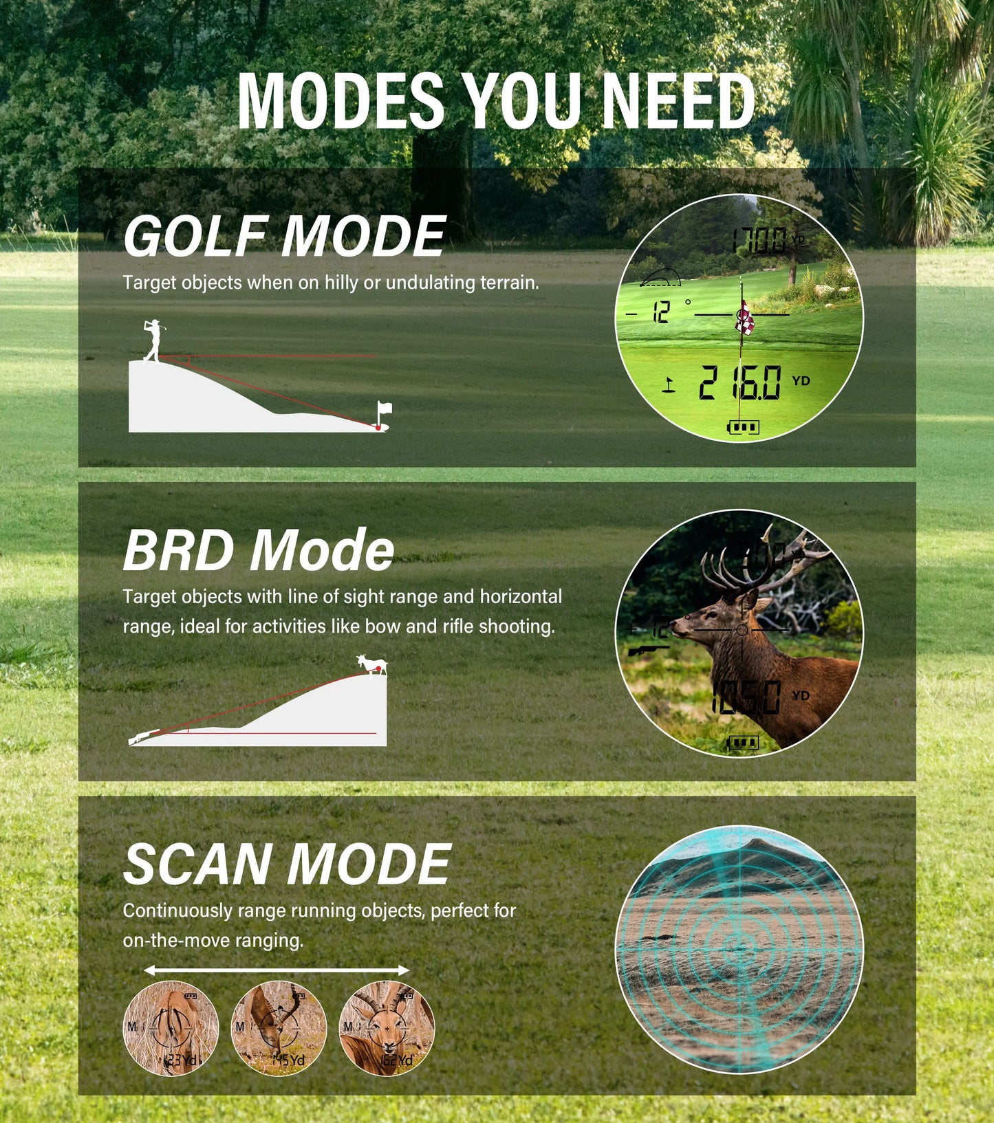 2in1 Golf Hunting1000m Outdoor Distance Meter Resolution 0.1Yard with Slope Flag-Lock Speed Mode Laser Golf Rangefinder