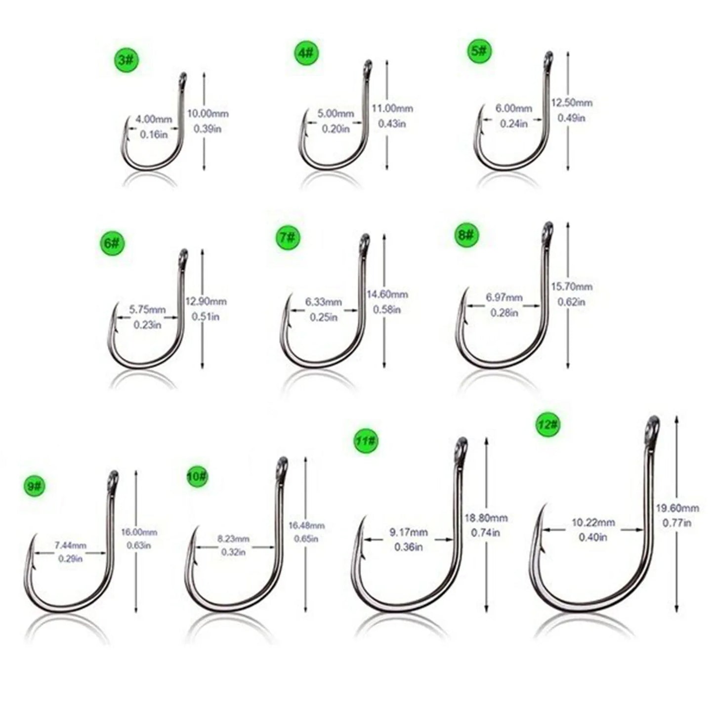 10 styles 100PCS Fishing Hooks Kits Worm Catfish Hooks Equipment Supplies Suitable for Shellfish Squid Crucian Carp